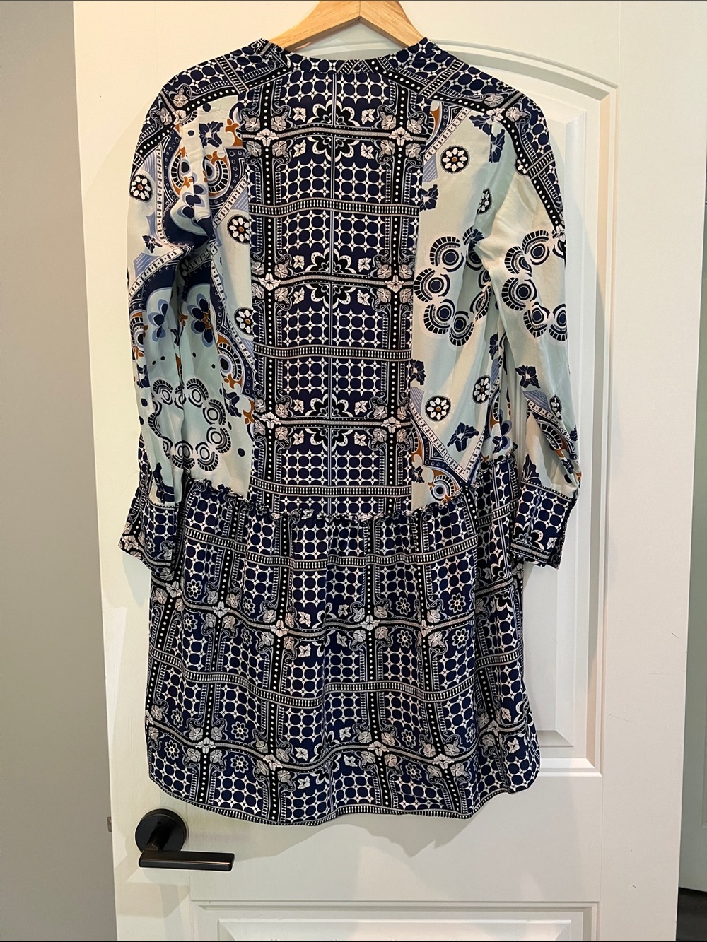 Sandro Silk Navy Long-Sleeve Mini-Dress - Picture 8 of 9